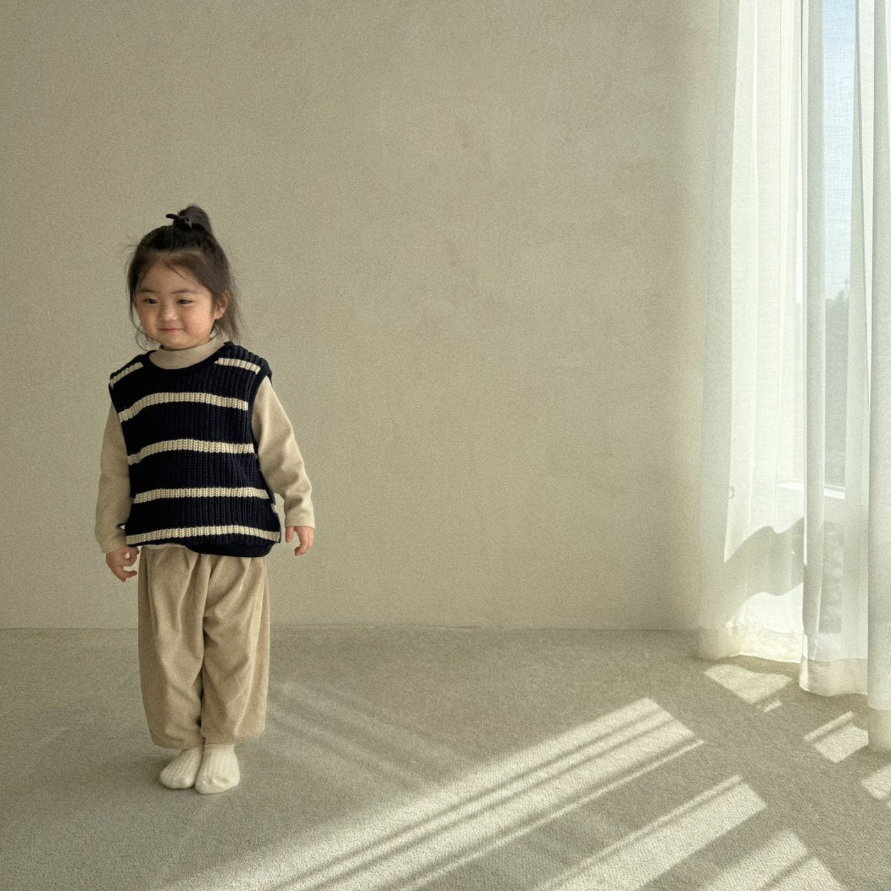 [BABY] knit vest (striped navy)