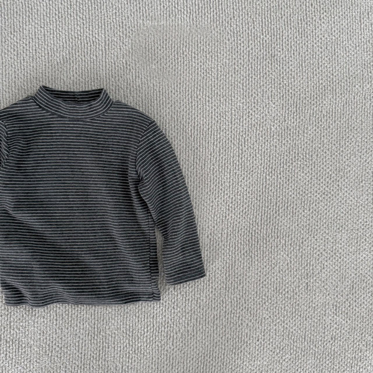 [BABY & TODDLER] striped mock neck tee (charcoal)