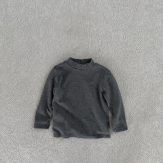 [BABY & TODDLER] striped mock neck tee (charcoal)