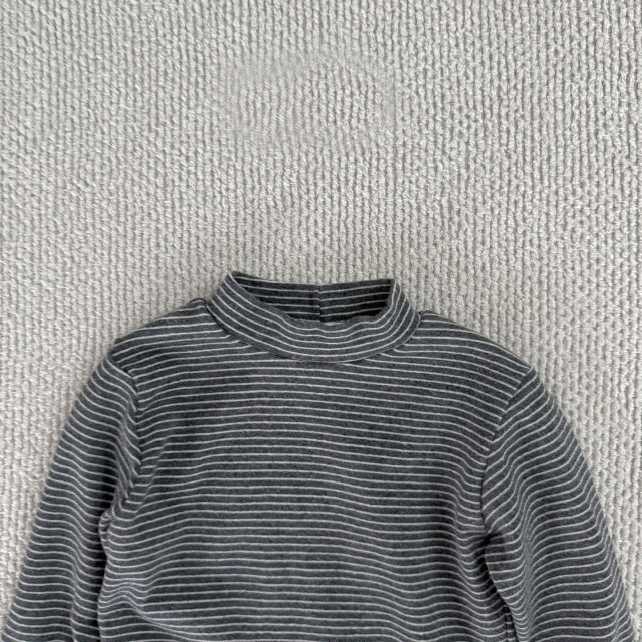 [BABY & TODDLER] striped mock neck tee (charcoal)