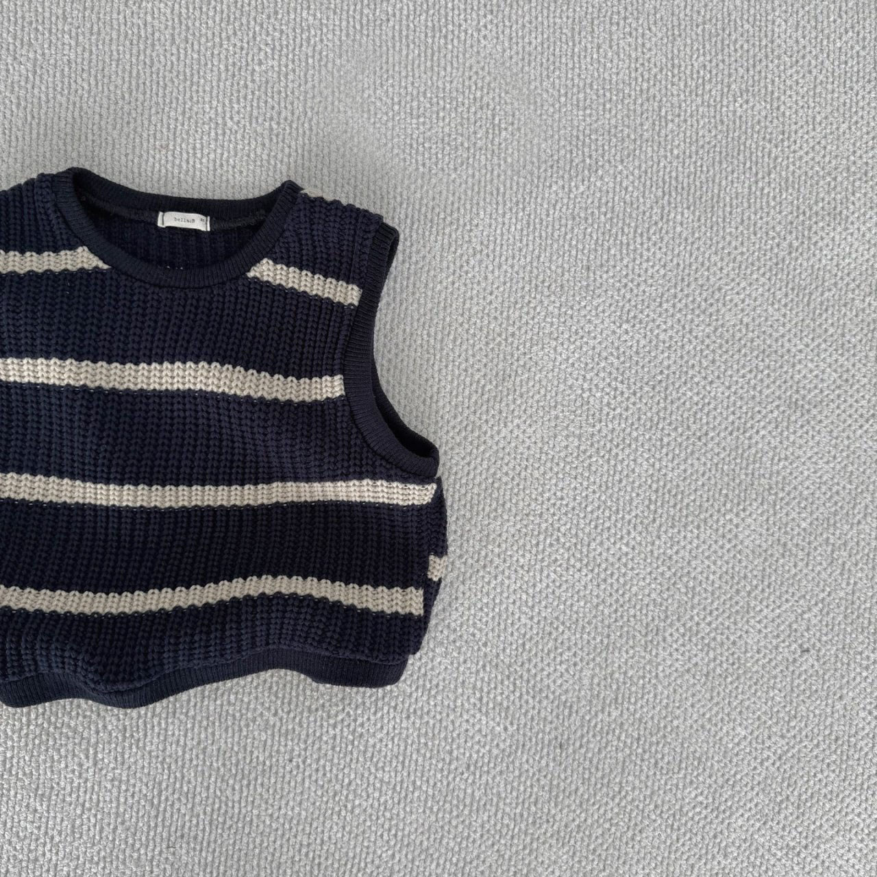 [BABY] knit vest (striped navy)