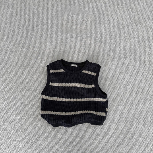 [BABY] knit vest (striped navy)