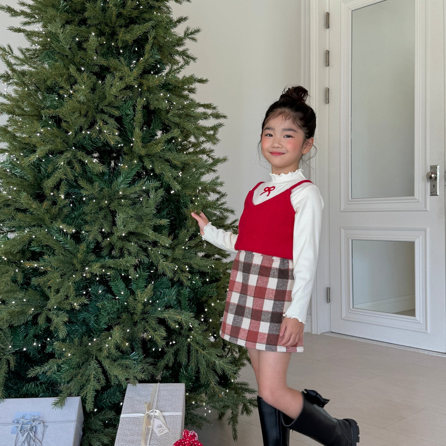 [TODDLER] chocolat plaid skirt (red)