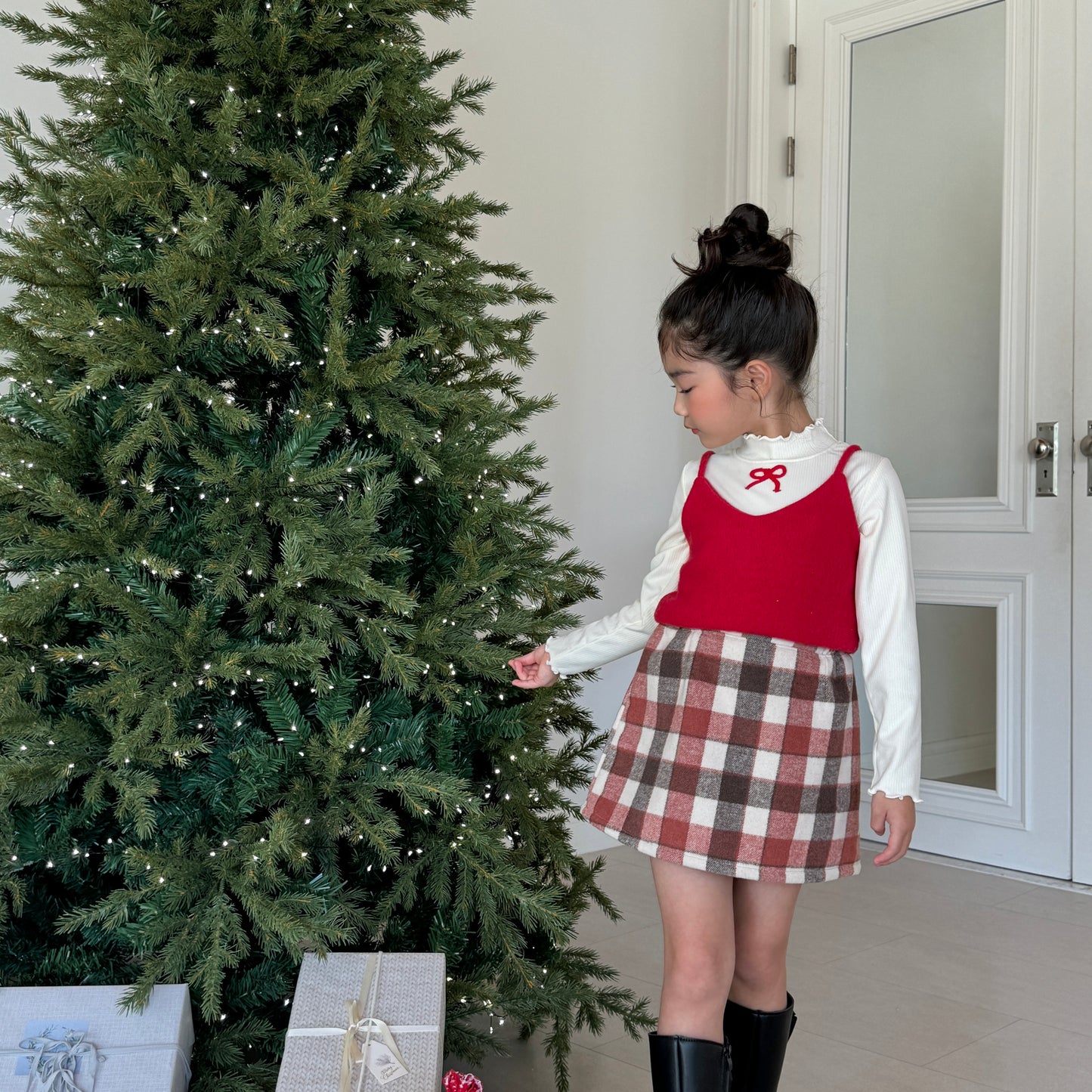 [TODDLER] chocolat plaid skirt (red)