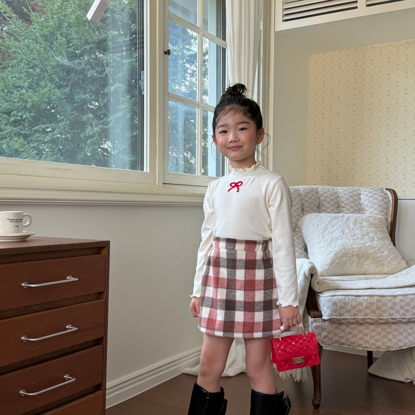 [TODDLER] chocolat plaid skirt (red)