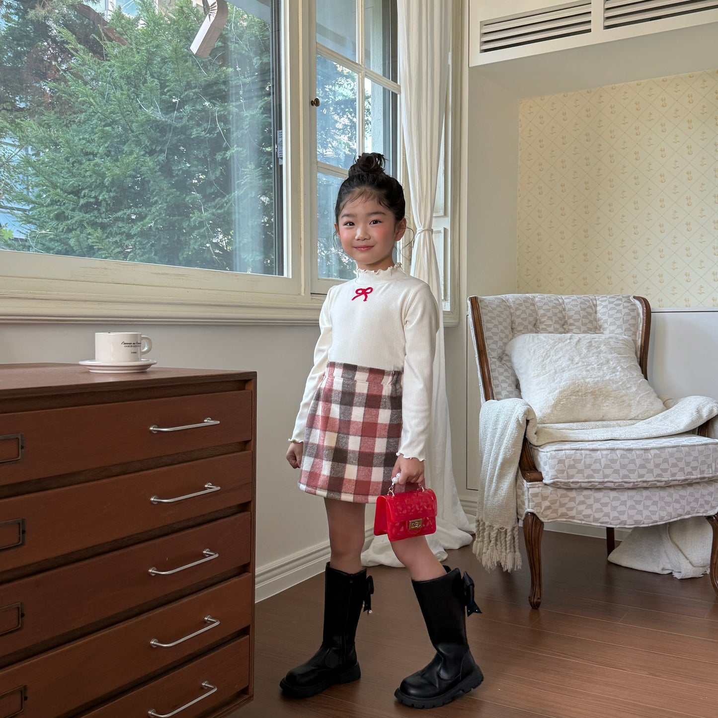 [TODDLER] chocolat plaid skirt (red)