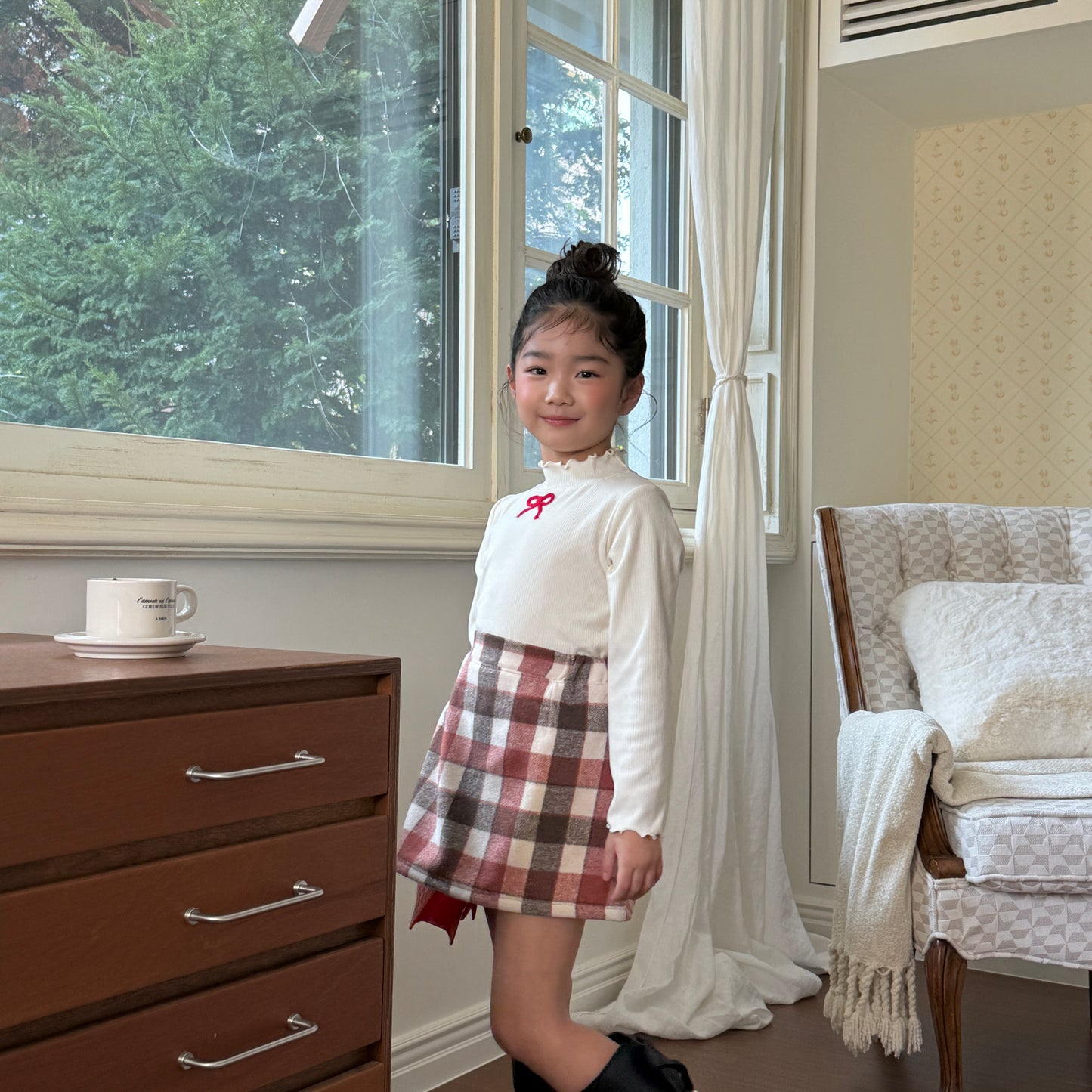 [TODDLER] chocolat plaid skirt (red)