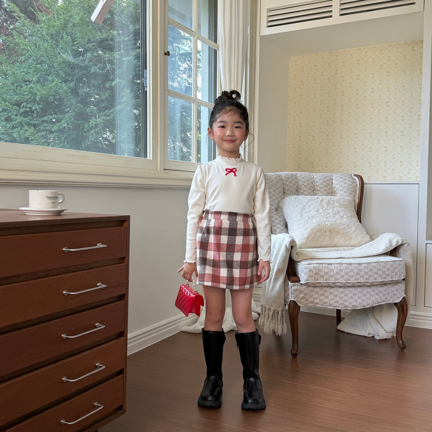 [TODDLER] chocolat plaid skirt (red)