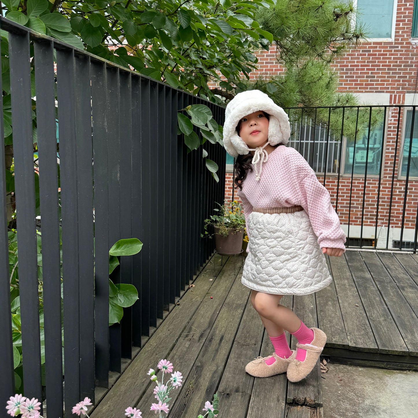 [TODDLER] reversible bond skirt (brown & beige)