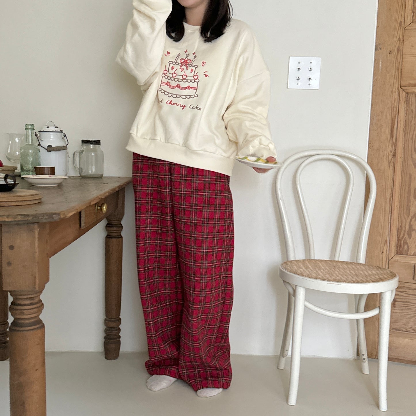 [TODDLER & ADULT] merry plaid pants (red plaid)