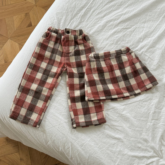 [TODDLER] chocolat plaid skirt (red)