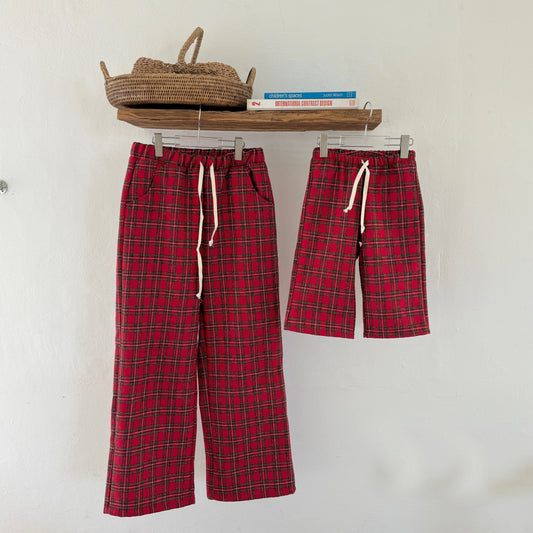 [TODDLER & ADULT] merry plaid pants (red plaid)