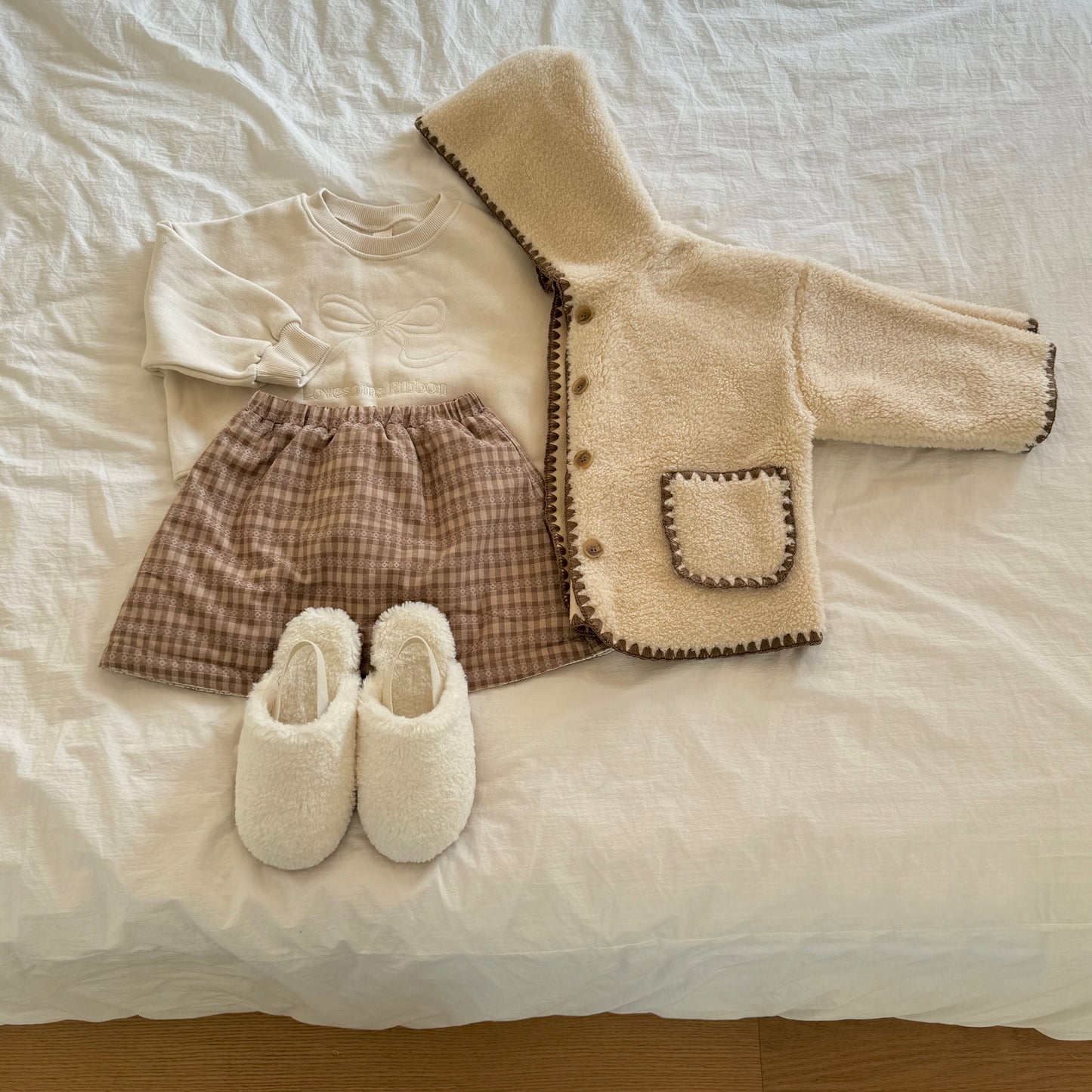 [TODDLER] reversible bond skirt (brown & beige)