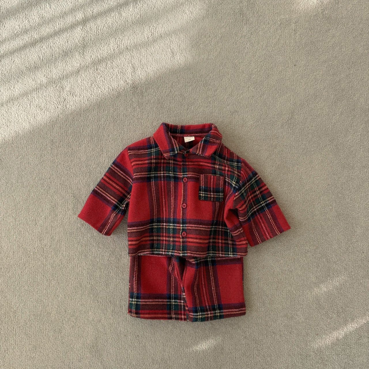 [BABY & TODDLER] Christmas pajama set (plaid red)