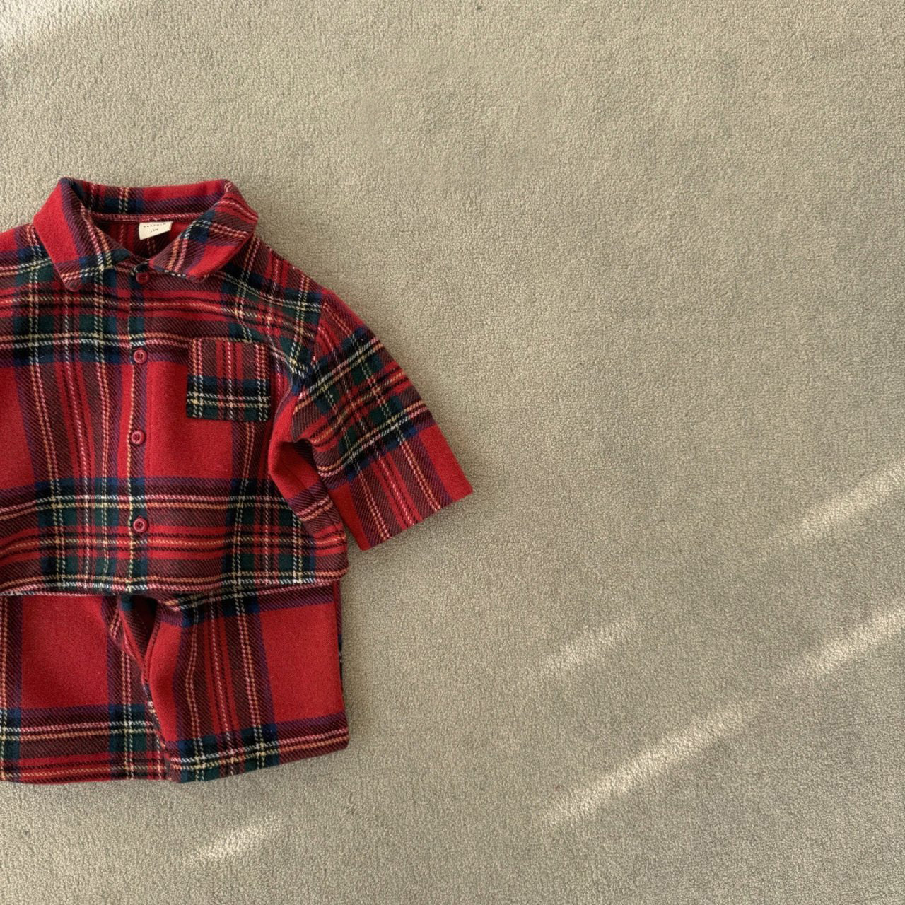 [BABY & TODDLER] Christmas pajama set (plaid red)