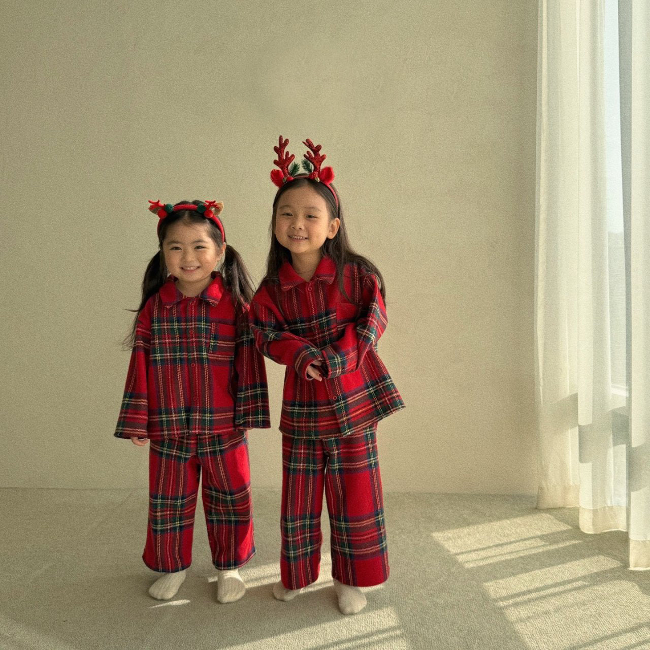 [BABY & TODDLER] Christmas pajama set (plaid red)